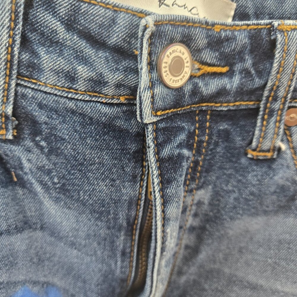 Kancan Blue Sun Moon Painted Distressed Raw Edge Jeans Waist 24 Size 1 - Picture 4 of 15